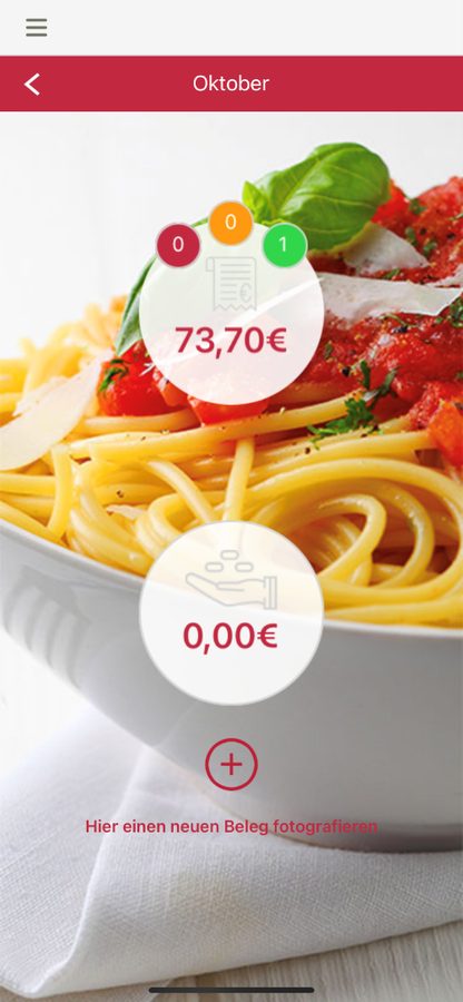Startseite der dbonApp mit einem Guthaben von 0,00 €