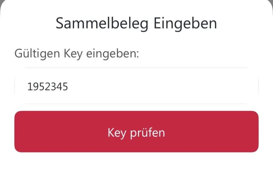 Eingabefeld für den Beleg-Key